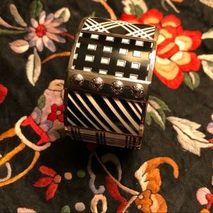 Gorgeous Coach Black Silver White Geometric Type Design Bangle Bracelet